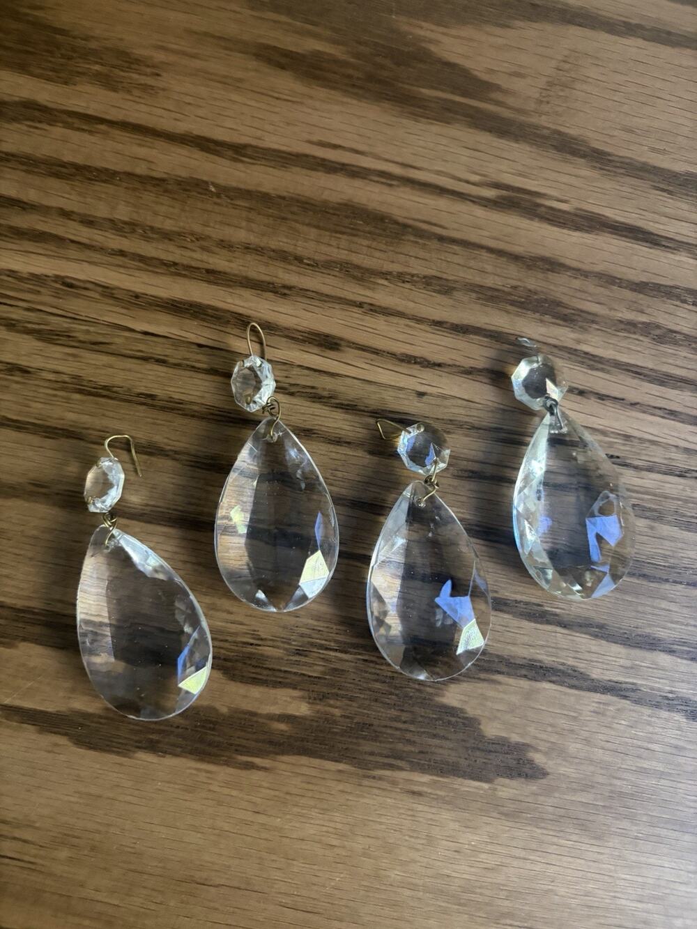 Vintage Chandelier Lamp Clear Crystal Icicle Prisms Hanging Crystal Pendant (4)